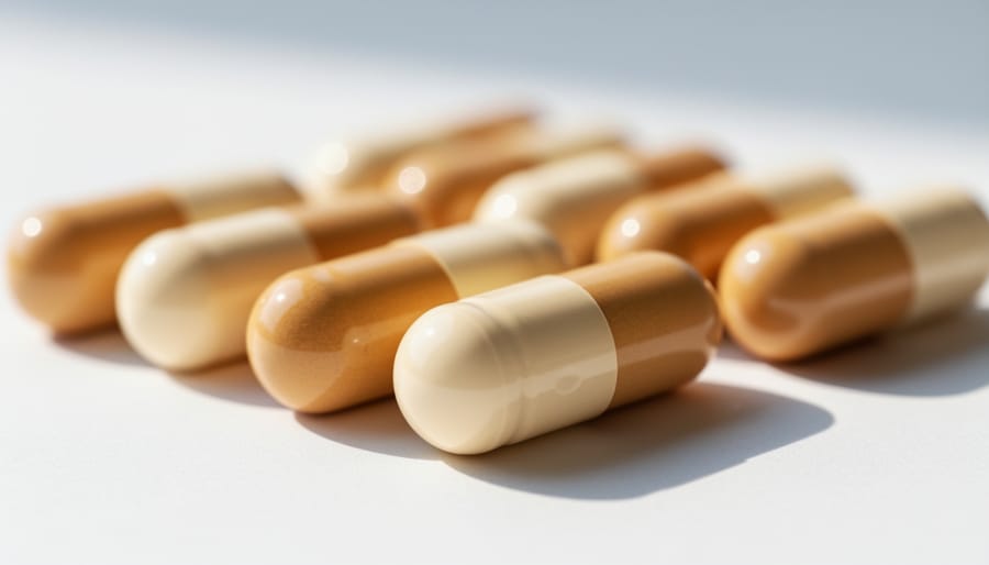 Gélules CBD en gros plan sur une cuillère en acier